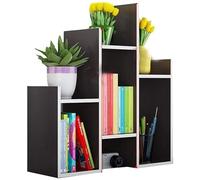 CVdrtyED Bibliothèque Décor Organisateur D'étagère De Bureau, Grande Étagère Rangement Stationnaire en Bois Naturel, Assemblée pour Salle D'étude pour Salon(Black)