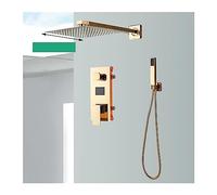 CVFRDD Affichage numérique de Robinet de Douche d'or, système de Douche de Salle de Bains de précipitations, mitigeur de boîte dissimulé fixé Mur avec Le Bec de Baignoire(2-Ways 12 inch)