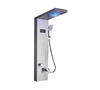 CVFRDD Robinets de Douche de Style Nouveau, mitigeur Panneau de Douche de Salle de Bain Noir, Colonne de Douche à LED avec Affichage numérique(Brushed 8012)