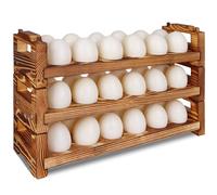 CVHOMEDECO. Lot de 3 porte-œufs en bois pour recueillir des œufs frais, empilables avec 36 œufs, organiseur de cuisine pour la maison