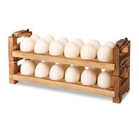 CVHOMEDECO. Porte-œufs en bois Support à œufs frais de comptoir Râtelier de collecte d'œufs de bois de chauffage pour rassembler les œufs frais, Empilable avec 24 œufs, Organisateur de cuisine