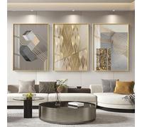 CVMINY 3 Images Set-Tableau sur Toile D'Art Géométrique Moderne Affiche Nordique Dorée Décoration Murale pour Salon Bureau Chambre Décoration Abstraite pour la Maison-60x70cm (sans cadre)