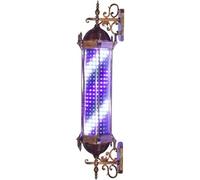 CVQJL Poteau de Barbier Enseigne rotative pour Salon de Coiffure, Poteau Ouvert, Bandes Rouges, Blanches et Bleues, avec Globe Lumineux, Lampe à Montage Mural, 1 pièce (70 cm)