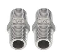 CVUTOVO 2 Pièces Raccords Rapides pour Tuyaux D'arrosage en Acier Inoxydable 304, Résistance la Corrosion, Raccord Mâle Double Filetage Hexagonal pour Usage Industriel et Gaz