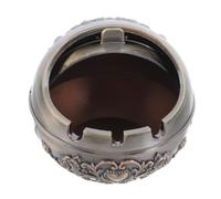 CVUTOVO Cendrier en métal avec couvercle, petit format rond, fonction anti-odeur et anti-chute, usage intérieur et extérieur pour espace salon et patio