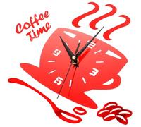 CVUTOVO Horloge Murale 3D en Acrylique Forme Tasse à Café Rouge, Design Moderne Silencieux, Décoration Murale Cuisine et Salon, Élément Décoratif Élégant Plusieurs Styles
