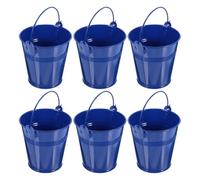CVUTOVO Lot de 6 Seaux en Fer Bleu pour Fleurs et Plantes, Pots Décoratifs avec Poignées, Résistants la Décoloration pour Maison et Rebords de Fenêtre