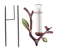CVUTOVO Pluviomètre Métal avec Double Échelle, Design Feuille Élégante, Matériau Fer et Plastique, Résistant aux Intempéries, pour Jardin et Patio avec Piquet et Bassin de Collecte Précis