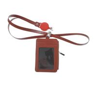 CVUTOVO Porte-badge Rétractable Lanière, Étui Carte Pu Marron, Clip Rotatif 360°, Structure Intégrée, Anti-emmêlement, pour Événements et Banques, Personnel et Sécurité