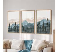 CWBLYZ 3 Images Ensemble Vert Eau Bleu Montagnes Art Affiche Paysage Abstrait Impression Toile Peinture Salon Cuisine Bureau Chambre Décoration Mur Art-50 * 70Cm=20 * 27 Pouces (Sans Cadre)