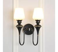 CWCQGH Applique Murale Vintage, Applique en cuivre, Abat-Jour en Verre Blanc, Bande Lumineuse Flexible pour intérieur idéale pour Chambre, Salon, Bureau, Salle à mang,Dark