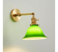 CWCQGH Applique Murale Vintage légère et Minimaliste, Abat-Jour en Verre Vert, Applique en Laiton, Lampe de Chevet à Angle réglable, Lampe Murale décorative intérieure,A