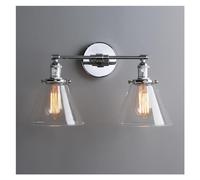 CWCQGH Appliques murales, Applique Double de Style Industriel avec Abat-Jour Conique Double en Verre Transparent de 7,3 Pouces,D