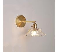 CWCQGH Appliques murales, Applique Murale Vintage en Laiton avec Abat-Jour en Verre Rose en Forme de Fleur, Applique Murale dorée de Style Ferme, Lampe Suspendue nordi,Clear-Sconces