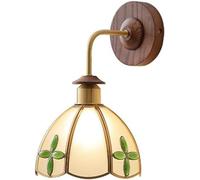 CWCQGH Appliques murales, Lampe de Chevet décorative, Applique Murale Vintage en Bois avec Abat-Jour en Verre, Lampe Murale de Style européen pour Chambre, Balcon ou Couloir, Lampe de Lecture Murale
