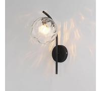 CWCQGH Appliques murales, Lampe de Chevet décorative avec Abat-Jour en Verre, Lampes murales en métal pour la Maison, Balcon, Couloir, Chambre, escalier, Salle à Mange,Black