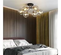 CWCQGH Plafonnier LED Contemporain avec Abat-Jour en Verre Gris fumé Transparent, Noir et Or, pour la décoration de Chambre .,Dimming-4 Transparent Covers