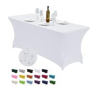 CWK Housse de Table en élasthanne Extensible de 6 m pour Tables Pliantes rectangulaires, résistante aux Plis, élastique et Extensible pour Patio, fête, Banquet, Mariage et événements (Blanc)
