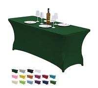 CWK Housse de Table en élasthanne Extensible de 6 m pour Tables Pliantes rectangulaires, résistante aux Plis, élastique et Extensible pour Patio, fête, Banquet, Mariage et événements (Vert Noir)