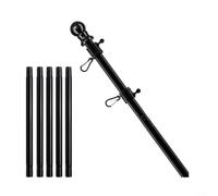 CWOQOCW Ensemble de mât de drapeau noir robuste de 1,8 m en acier inoxydable résistant à la rouille et pivotant anti-enchevêtrement réglable pour 2 x 0,9 m 91 x 152 cm pour drapeaux américains