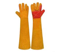 CWOQOCW Gants de soudage en cuir de vache épais de 60 cm de long résistants à la chaleur avec manches étendues pour soudure, barbecue, poêles, équipement de sécurité jaune très résistant