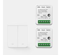 CWOQOCW Interrupteur intelligent sans fil pour système Tuya, télécommande RF433 et commande vocale, mise à niveau facile derrière le panneau existant, matériau ABS blanc (B)