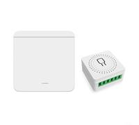 CWOQOCW Interrupteur intelligent sans fil pour système Tuya, télécommande RF433 et commande vocale, mise à niveau facile derrière le panneau existant, matériau ABS blanc (A)