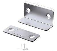 CWOQOCW Loquet de porte magnétique invisible en forme de L avec ventouse forte sans perçage pour armoire, tiroir, armoire, porte coulissante, acier argenté noir (A)