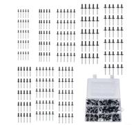 CWOQOCW Lot de 200 rivets aveugles en alliage d'aluminium noir, standard et grande bride 8-18 mm pour la construction, l'automobile, les meubles