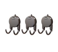 CWOQOCW Lot de 3 crochets à ventouse sans perçage, double porte-serviettes amovibles pour verre pour carrelage miroir, crochet mural en ABS pour salle de bain et cuisine (gris, 3 pièces)