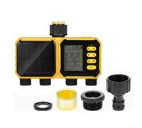 CWOQOCW Minuteur d'irrigation solaire automatique 4 zones avec capteur de pluie, écran LCD, contrôleur d'arrosage étanche pour jardin, système d'entretien des plantes de pelouse