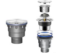 CWOQOCW Passoire de vidange pour évier de cuisine, filtre déodorant en acier inoxydable 304, rétention d'eau, 110 mm, 140 mm, argenté (110 mm)