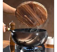 CWOQOCW Poêle à frire en fer non revêtu, forgée à la main, récipient de cuisson polyvalent pour mijoter et frire à haute température, noir (B)
