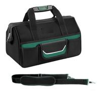 CWOQOCW Sac à outils robuste Oxford 1680D imperméable avec 18 poches, bandes de sécurité et poignées renforcées pour électriciens, vert, 385 x 22 x 27 cm