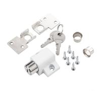 CWOQOCW Serrure de porte coulissante avec clé pour sécurité enfant, en alliage d'aluminium, entrebâilleur de sécurité pour terrasse pour fenêtres, noir (blanc)