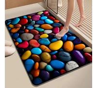 CWOQOCW Tapis de douche antidérapant Motif terre de diatomées 40 x 30 cm | Texture 3D pour galets, pour une absorption rapide de l'humidité, maintient le sol, décoration moderne, taille 40 x 30 cm