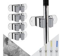 CWOVRS Support de Balai à Serpillère, 4PCS Porte-Balai en Acier Inoxydable Organisateur Mural, Porte-Outil de Garage Robuste Support de Rangement de Balai à Vadrouille à Vis