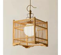 CWVYKNP Éclairage D'ambiance Créatif Pour Restaurant, Culot E26 Suspension Carrée En Forme De Cage En Bambou, Style Chinois Idéale Pour La Cuisine, La Chambre, La Salle À Manger, Le Salon