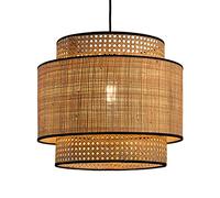 CWVYKNP Luminaire Suspendu Unique De Style Français Lampe Suspendue Tissée avec Abat-Jour en Lin Et Rotin pour Îlot De Cuisine Lustre Créatif pour Salle À Manger, Salon De Thé, Restaurant