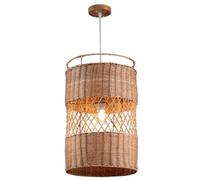 CWVYKNP Luminaire Vintage De Style Asie Du Sud-Est Pour Salle À Manger Abat-jour Cylindrique En Osier Naturel Suspension/Lampe De Table Unique Pour Bar, Café, Hôtel, Restaurant, Chambre