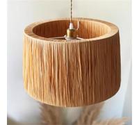 CWVYKNP Suspension Côtière Pour Cuisine, Grand Abat-jour En Fibres Végétales Tressées, Suspension/lampe De Table De Style Japonais, Abat-jour Minimaliste Pour Café, Bar Ou Club, Forme Cylindrique