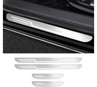 CWYLF Lot de 4 Bandes de Protection de Seuil de Porte de Voiture en Acier Inoxydable pour Clio 5 2019-2022 2023 2024, Plaques de Seuil Garnitures de Pédales de Bienvenue,Silver