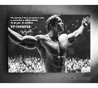 CX Poster pré-signé de Arnold Schwarzenegger Motivational Quote - 30x20 cm - Conquer