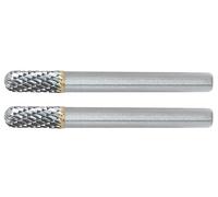 CX0616M06 Lot de 2 limes rotatives en carbure de tungstène de 6 mm de diamètre, tige de 6 mm, outil de fraises rotatives en forme de boule cylindrique à double coupe, pour sculpture sur bois, soudure,