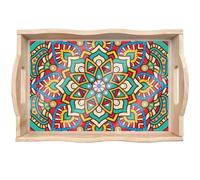 CXINLky DIY Diamond Painting Plateau de service, plateau de petit-déjeuner avec poignées, plateau en bois Crystal Art Plateau de cuisine, plateau diamant 07-Mandala