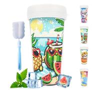 CXINLky Gobelet de peinture diamant DIY, 470 ml, bouteille d'eau avec brosse de nettoyage, gobelet réutilisable sans BPA pour eau, café glacé, smoothies, jus, boissons chaudes-20