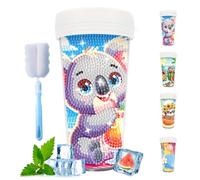 CXINLky Gobelet de peinture diamant DIY, bouteille d'eau de 470 ml avec brosse de nettoyage, gobelet réutilisable sans BPA pour eau, café glacé, smoothies, jus, boissons chaudes-23