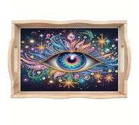 CXINLky Plateau de peinture diamant à faire soi-même, plateau en bois d'art diamant avec poignées, peinture diamant cristal art plateau en bois plateau de cuisine-oeil 07