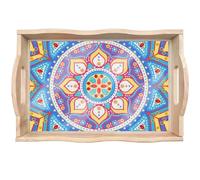 CXINLky Plateau de service DIY Diamond Painting - Plateau de service avec poignées - Peinture diamant Crystal Art - Plateau en bois - Plateau de cuisine - Plateau de peinture diamant - 10 Mandala