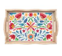 CXINLky Plateau de service DIY Diamond Painting - Plateau de service avec poignées - Peinture diamant - Crystal Art - Plateau en bois - Plateau de cuisine - 14 fleurs